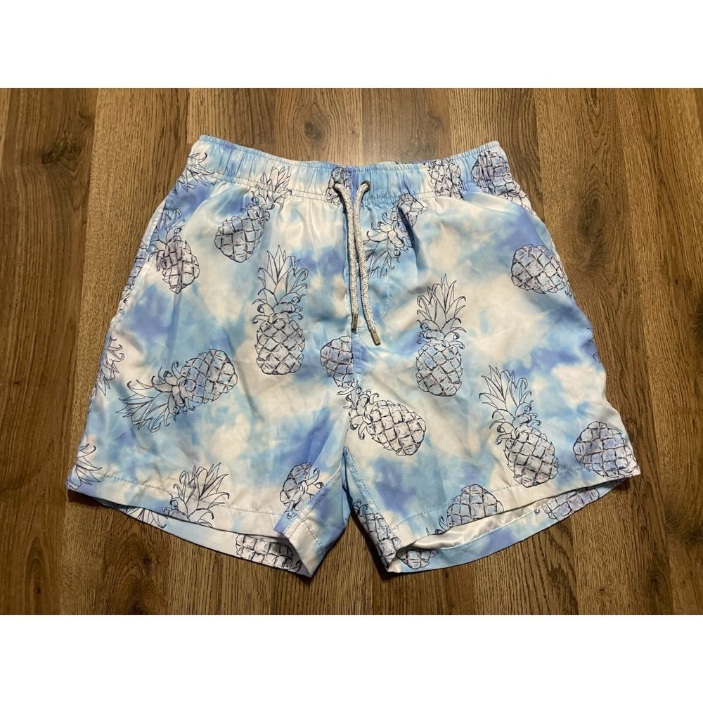 The Endless Summer Shorts, Men's Size Medium, Blue White, Pineapple, Swim Trunks